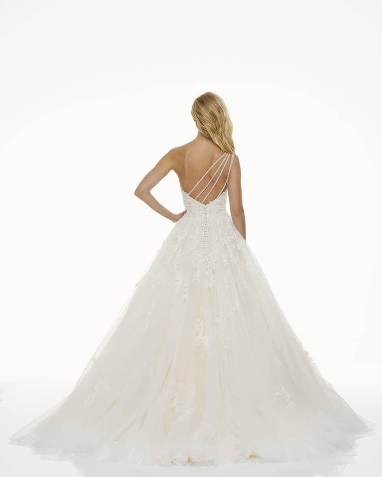 trouwjurken met één schouder ball gown stijl